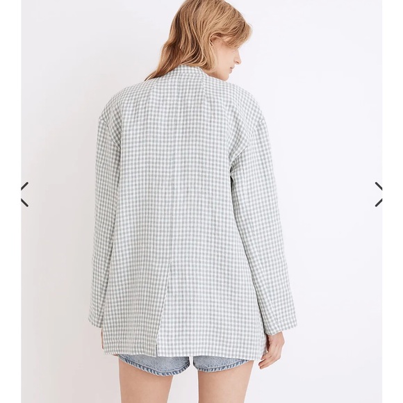 Madewell 100% Linen Collarless Blazer in Gingham Check - Picture 13 of 13